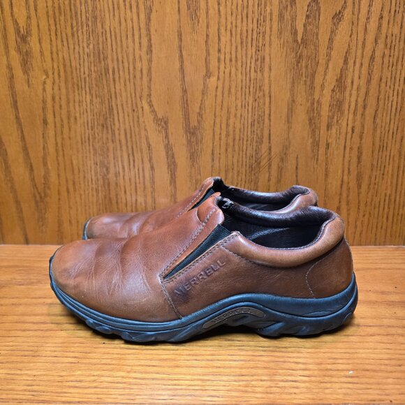 Merrell Jungle Moc Leather Mahogany Brown Slip On Shoes Loafers Size 9 - Picture 4 of 10